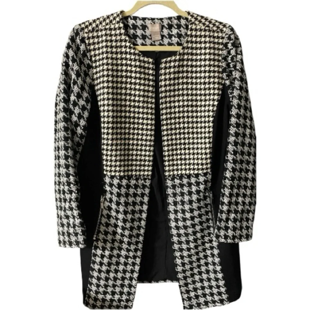 Chico’s Houndstooth Blazer, Jacket, Shacket, Coat, Plaid, Sz M, 8/10, Chico’s 1 - Picture 5 of 13